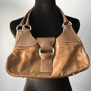 Prada vintage leather and nylon brown handbag/ shoulder bag